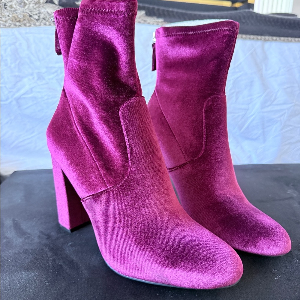 Steve Madden Velvet Ankle Boots Wine Red